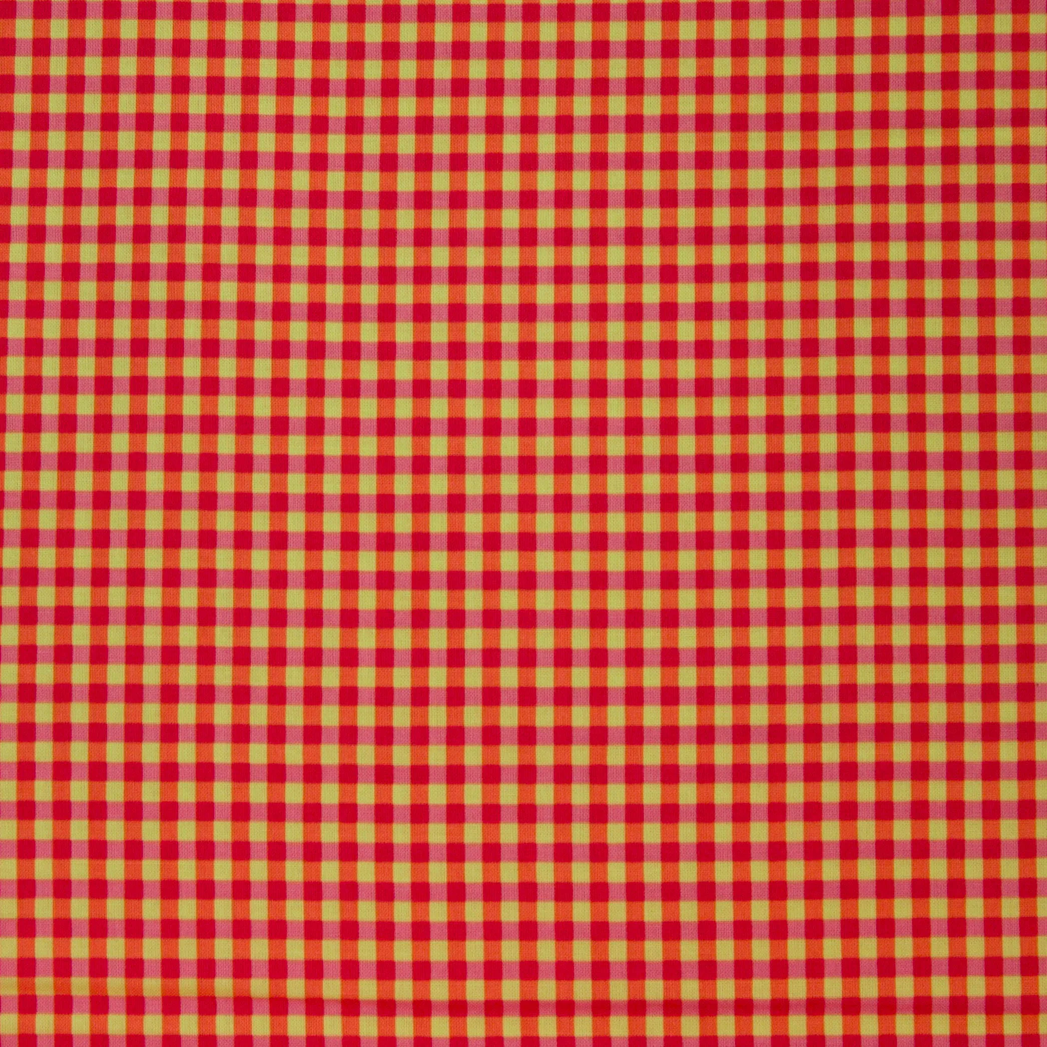 Katoen rood/geel/oranje ruit